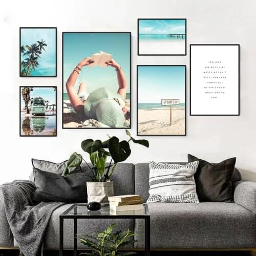 Modern Green Seascape Photography Printing Canvas for Living Room Bedroom Art Wall Decoration Poster Nordic Home Decor Pictures