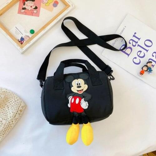 Disney Mickey Pattern New Messenger Bag Fashion Exquisite Girl Backpack Black Casual Small Square Bag