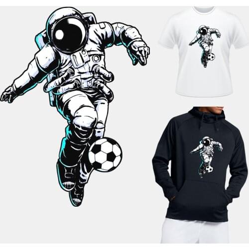 Football Spaceman Thermal Sticker On Clothes Heat-sensitive Iron-on Transfers For Clothing DIY Fashion Boy T-shirt Patch Decor
