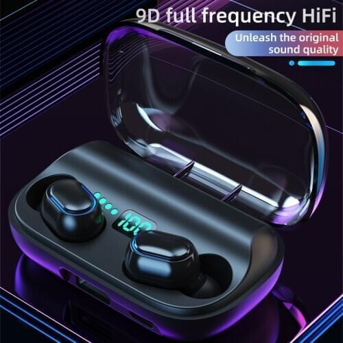 TWS Bluetooth 5.0 Earphones 1800mAh Charging Box Wireless 9D Stereo Sports Waterproof Earbuds Headsets With Microphone
