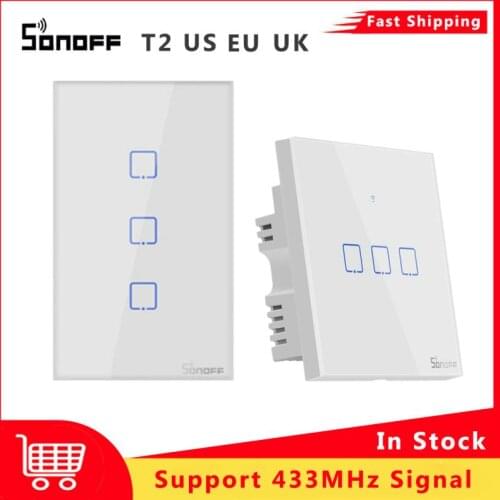 SONOFF The WiFi smart switches with 1/2/3 gangs are divided into T2 WiFi Wall Switches Work With EWelink Google Home Alexa