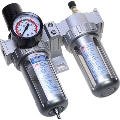 Air Compressor Oil Lubricator Moisture Water Trap Filter Regulator With Mount SFC-200 1/4'' 1/2'' 3/8'' 0-1Mpa 0-150 PSI