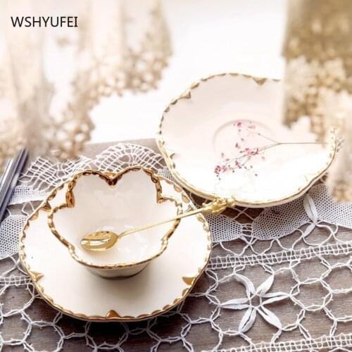 WSHYUFEI Coffee cup Ceramic tableware Party afternoon tea Dessert oatmeal bowl Holiday gift Family restaurant supplies
