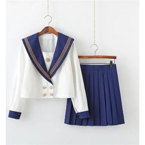 Japanese School Uniforms Anime COS Sailor Suit Navy Blue Jk Uniforms College Middle School Uniform Women Girls Students Costume