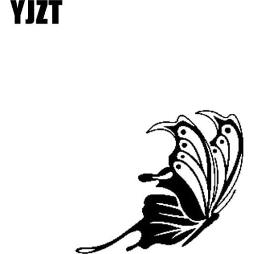 YJZT 15.3CM*13CM Delicate Beautiful Butterfly Dazzling Vinyl Decal Car Sticker Black/Silver C19-0522