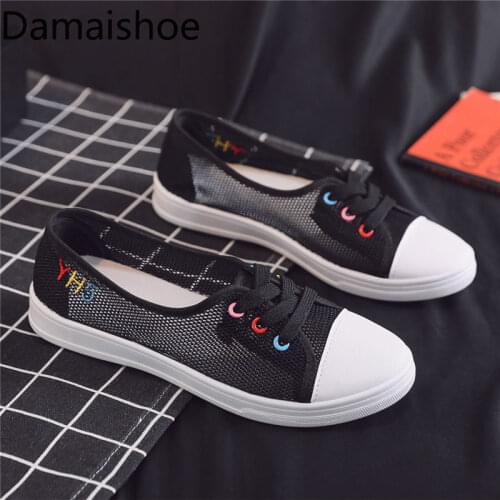 2021 Summer New Mesh Shoes Womens Shoes Comfort Korean Style Student Flats All-Match Breakable Slip-on Lazy White Shoes Fashion