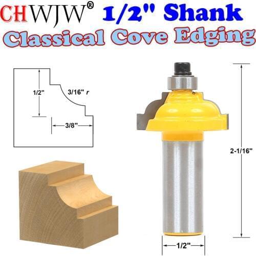 1pc 1/2" Shank High Quality Classical Cove Edging Router Bit - 3/16" Radius Wood Cutting Tool woodworking router bits - Chwjw