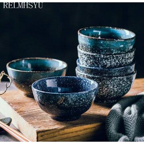 1PC RELMHSYU Japanese Style Retro Ceramic4 Inch Rice Soup Small Dinner Bowl For Eating Home Restaurant Tableware