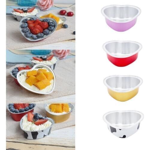 10PCS Heart-Shaped Aluminum Foil Baking Cake Tin Cup High Temperature Cheese Box Mousse With Cover Bakware Accesories