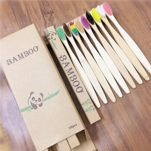 10packs Bamboo Toothbrush Eco-Friendly Biodegradable Toothbrushes Soft Bristles with travel Teeth brush case Oral Care Adults