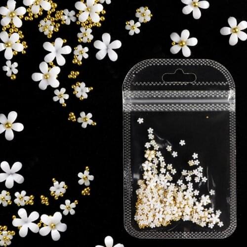 15Bag White Mixed Size Flower Jewelry For Manicure Design Decoration Nail Tools Acrylic Jewelry Accessories Wholesal Supplier