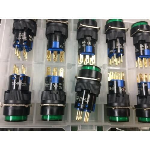 16MM Switch Automatic Reset Round indicator 5A 220VAC DPDT (2a+2b not LED ) K16-212 DIP6 Top red colour new and original