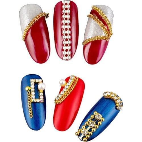 2019 Hot Sale Gold Silver Nail Art Metal Chains Rock Punk 3d Decorations Manicure Jewelry Diy Nail Accessory