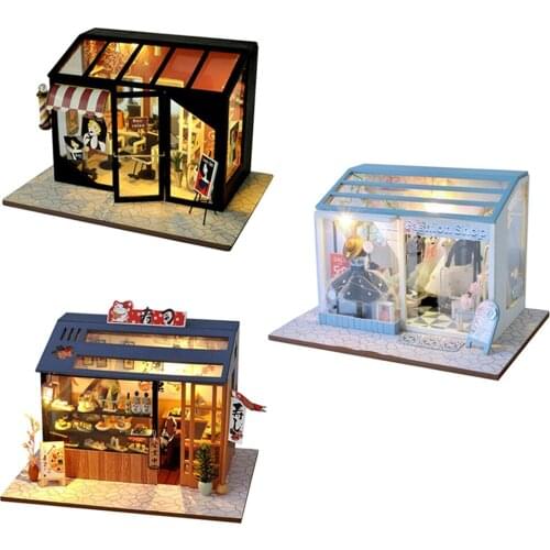 3D Wood Miniature DollHouse Creative Modern Fashion Shop with Furniture Kits Fantasy Toy for Kids Holiday Gift