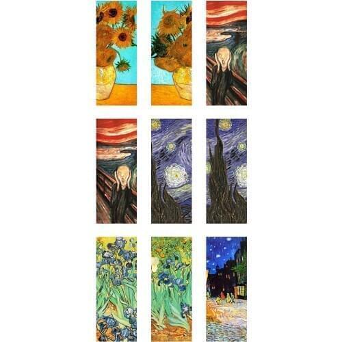 5pcs 10*25mm2019 nuevas pinturas de Van Gogh Handmade Photo Glass Drop Style Cabochons Jewelry Accessories