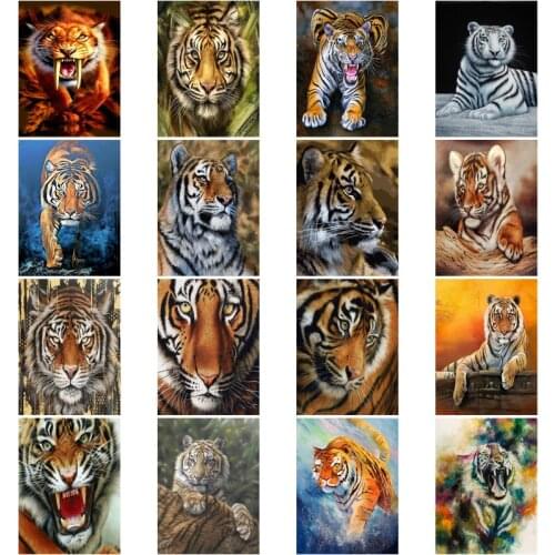 Diy Diamond Embroidery Mosaic Rhinestone Jungle Animal Tiger Cross Stitch Painting Wall Art Poster Home Handmade Decoration