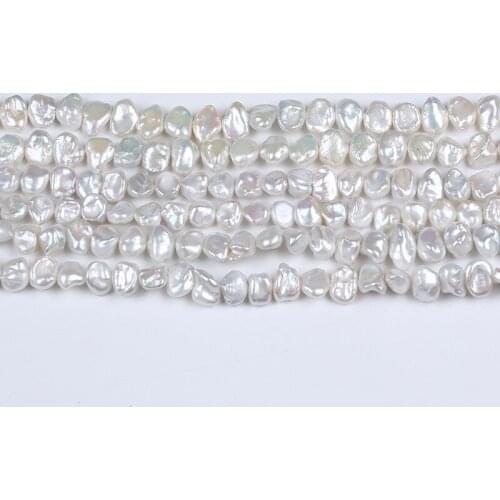 8-9mm Grade AA White Natural Freshwater Keshi Pearl Strand Irregular Shape Beads Cross Bore For Jewelry Making