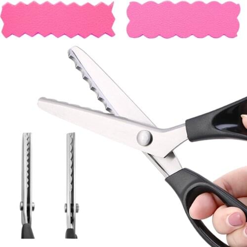 Black Stainless Steel Tailors Scissors Hand Sewing Craft shears Textile Wavy Edge Making Tool