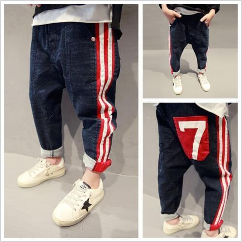 Childrens jeans 2020 spring and autumn boys pants in the big childrens winter plus velvet trousers childrens harem pants