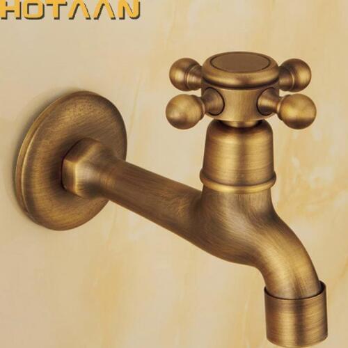 Long garden use Bibcock faucet tap crane Antique Brass Finish Bathroom Wall Mount Washing Machine Water Faucet Taps YT-5158