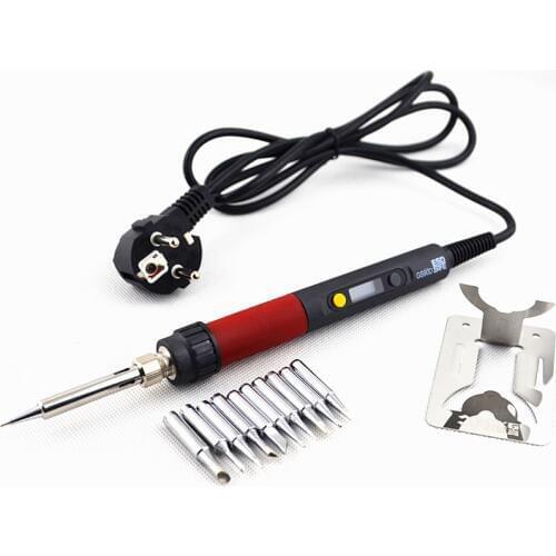EU plug CXG 90T Digital LCD Adjustable temperature Electric Soldering station Electric soldering iron 220V 90W solder+tip10pcs