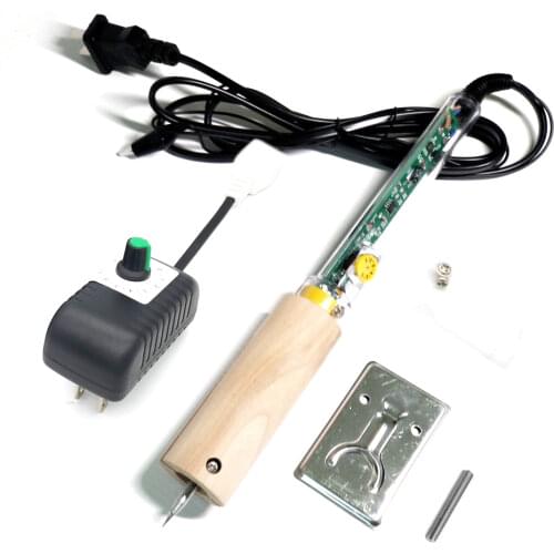 Leather Craft DIY Tool Electroinc Soldering Iron Wooden Handle for Edge Creasing Burnishing Creaser Low Temperature Adjustable