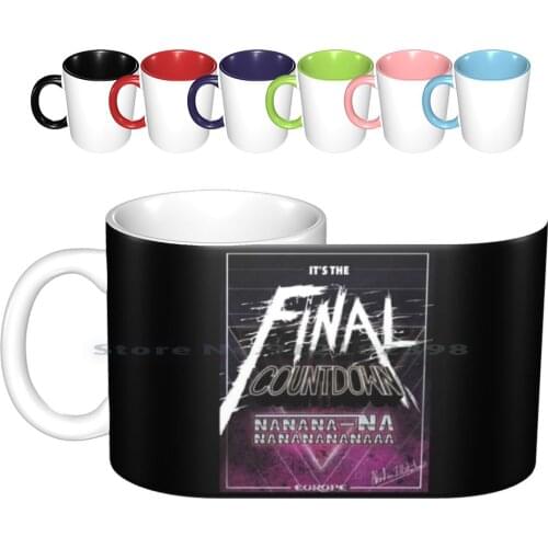 Final Countdown Ceramic Mugs Coffee Cups Milk Tea Mug Metal 80s Music Original Unique Europe Fun Funny Retro Arcade Lettering