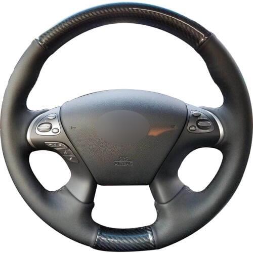 Carbon Fiber Leather Black Leather Car Steering Wheel Cover for Infiniti JX35 M35 M25 M56 Q70 QX60 Nissan Murano Pathfinder