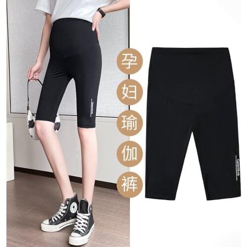Summer Maternity Yoga Pants Elastic Waist Belly Stretch Skinny Short Legging for Pregnant Women Pregnancy Sports Casual