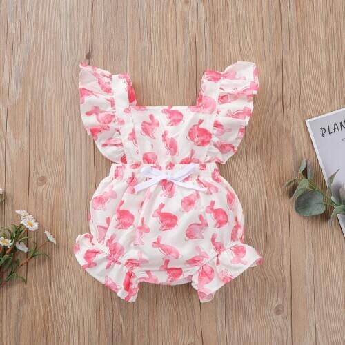 Ma&Baby 0-24M Easter Toddler Newborn Infant Baby Girls Rompers Cartoon Buuny Ruffles Jumpsuit Sleeveless Summer Baby Clothes