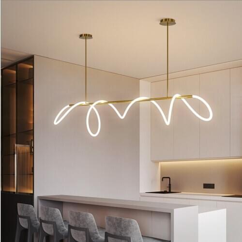 Nordic Minimalist Chandelier Post-modern Luxury Simple Long Line Art Design Hanging Lamps Living Dining Room home Decor Lights