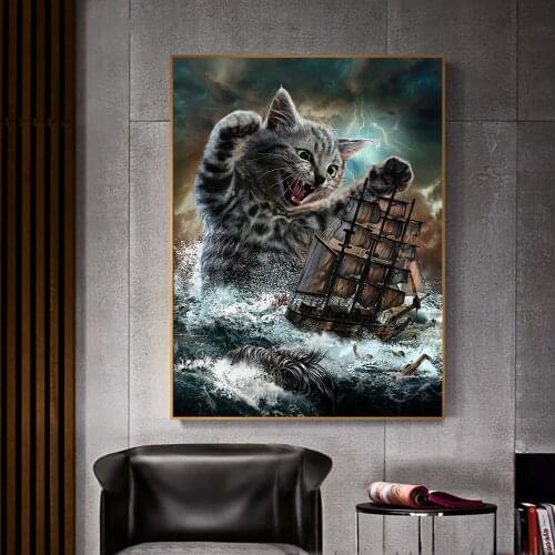 Monster Titan Cat Kraken Canvas Paintings on the Wall Poster And Prints Animals Wall Art Pictures for Hoom Room Decoration