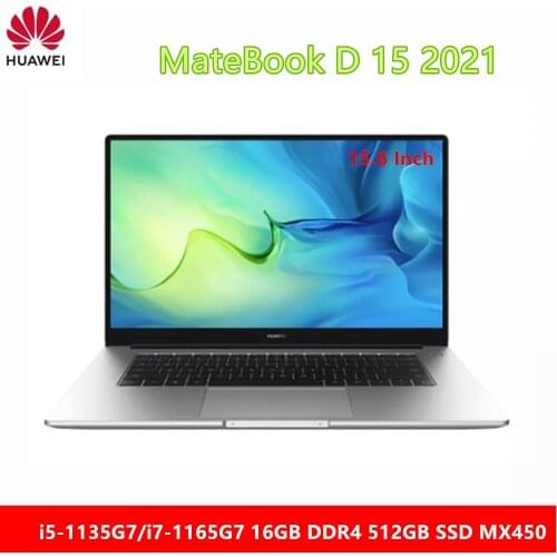 HUAWEI MateBook D 15 Laptop 2021 FHD 15.6 Inch GeForce MX450 GPU or Intel Iris Xe GPU i7-1165G7 WiFi 6 Type-C HDMI