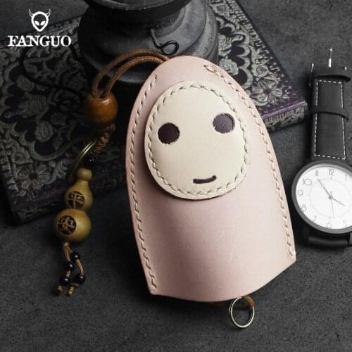 Genuine Leather key Organizer Handmade Cartoon Smart Key Holder Keychain Pull-type Housekeeper Key Chain Keys Bag For Unisex
