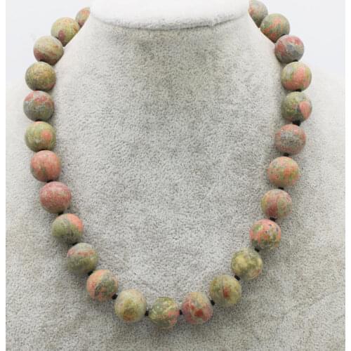 Green agate blurry round 12/14mm necklace 17inch wholesale beads nature FPPJ woman 2018