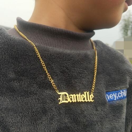 Custom Baby Name Necklace Gothic Jewelry Curb Chain Old English Name Choker Necklace For Women Men Personalized Nameplate Collar