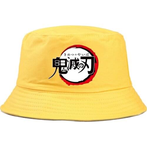 CARTOON Unisex Bucket Hat Japanese Anime Demon Slayer Fishing Outdoor Panama hip hop Cap Mens Summer For fisherman hat women