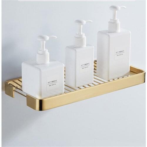 Bathroom Shelf Total Brass Bathroom Shower Rack Corner Shelf Square Bath Shower Shelf Wall Mounted Storage Organizer Rack Holder