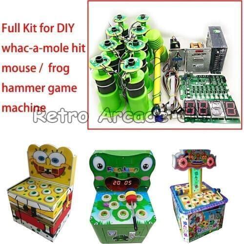 Full kit with Motherboard, 8 hitting heads for kids coin operated arcade games whac-a-mole hit mouse / frog hammer game machine