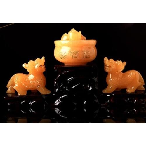 Natural Topaz jade Zhaocai Wang Cai Ju Ju Bao Yuan Yuan Bao Ju Feng Feng Shui Decorations