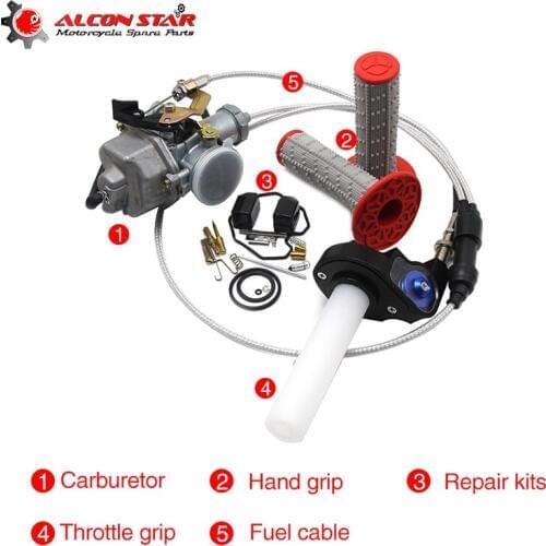 Alconstar Handle Grips+Throttle Grips With Cable+Repair Kits+Keihi PZ30 30mm Carburetor With Power Jet For CG200 200CC