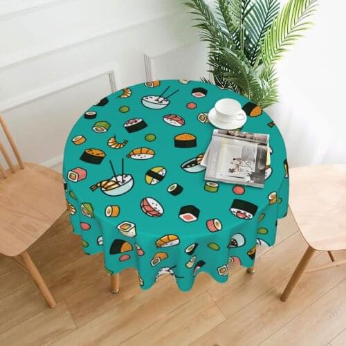 Japan Style Tablecloth Japanese Sushi Round Table Cloth Nordic Table Cover for Home Wedding Party Decoration Printed