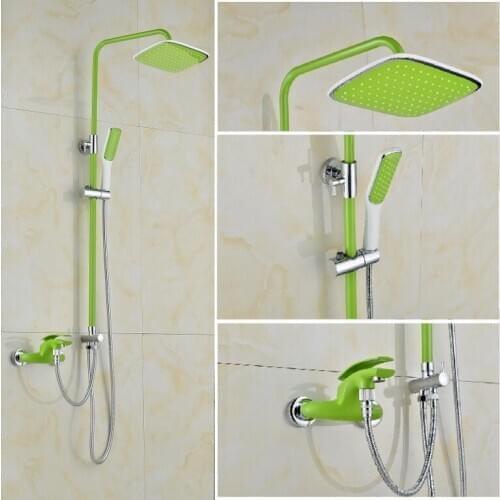 High quality brass material chrome and green bathroom shower faucet set rainfall shower faucet set bath and shower faucet