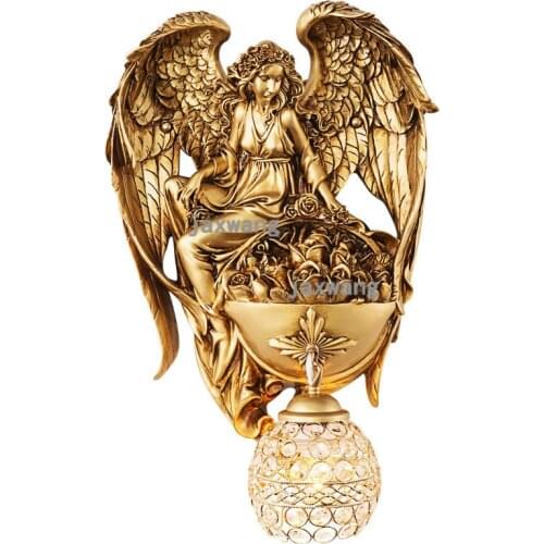 MODERN LED GOLDEN ANGEL WALL LAMP GLASS WALL SCONCES FIXTURE RESIN BUTTERFLY FAIRY WALL LIGHT FOR BEDROOM CORRIDOR MIRROR LIGHT