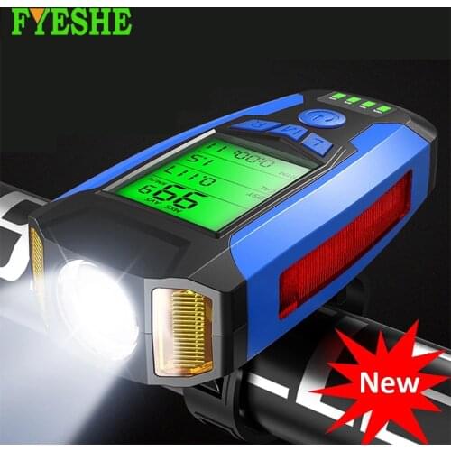 LCD Screen Bicycle Light with Computer Speedometer 5 Modes Horn Bike Headlight Waterproof T6 LED 800 Lumens Lamp For MTB Bike