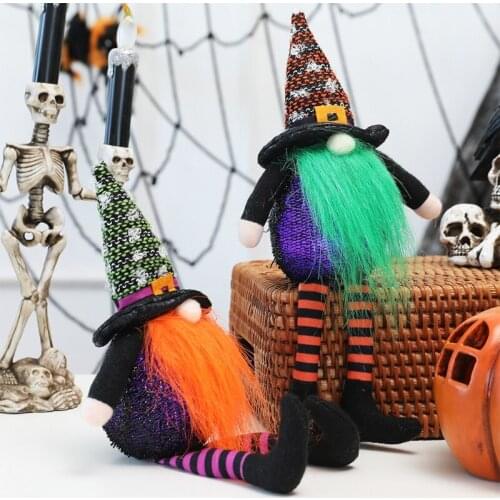 1PC Halloween Plush Dwarf Decor Holiday Gnome Christmas Ornaments Tabletop Elf Thanks Giving Day Gifts with Lights