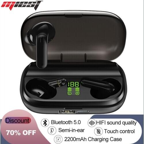 Miest TWS Bluetooth V5.0 Earphones Wireless Headphones Earphones 9D Hifi Sports Waterproof Wireless Earphone Headset Earbuds