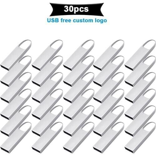 30pcs/lot free custom logo metal USB 2.0 Flash Drive 4gb 8gb 16gb 128gb usb flash Pendrive 32gb memory stick USB Flash USB Stick