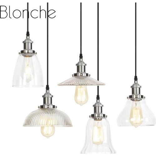 Vintage Pendant Lamp E27 Led Hanging Lights for Home Living Room Bedroom Kitchen Restaurant Decor Loft Fixtures Glass Luminaire