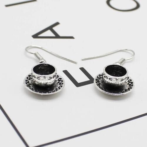 Vintage antique jewelry earrings, 3D coffee cup earrings jewelry, charm teacup pendant earrings ladies gift jewelry